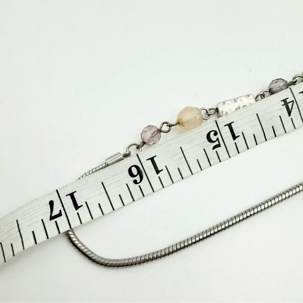 Loft Gem Stone Beaded Silver Tone Long Necklace